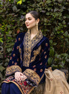 RT1217-Winter 3-Piece Unstitched Heavy Embroidered Velvet Suit