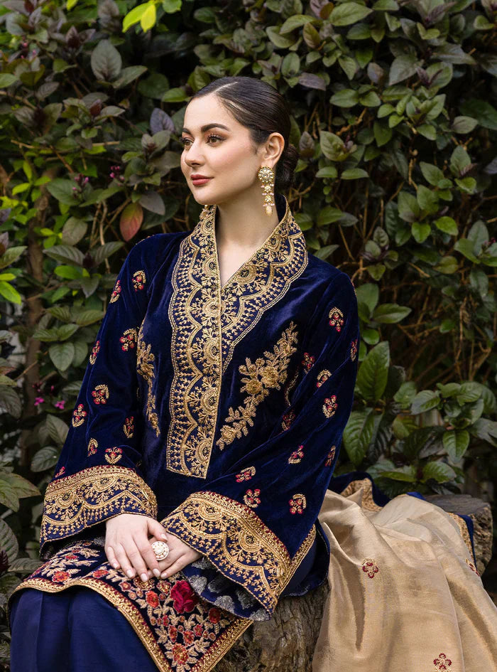 RT1217-Winter 3-Piece Unstitched Heavy Embroidered Velvet Suit