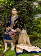 RT1217-Winter 3-Piece Unstitched Heavy Embroidered Velvet Suit