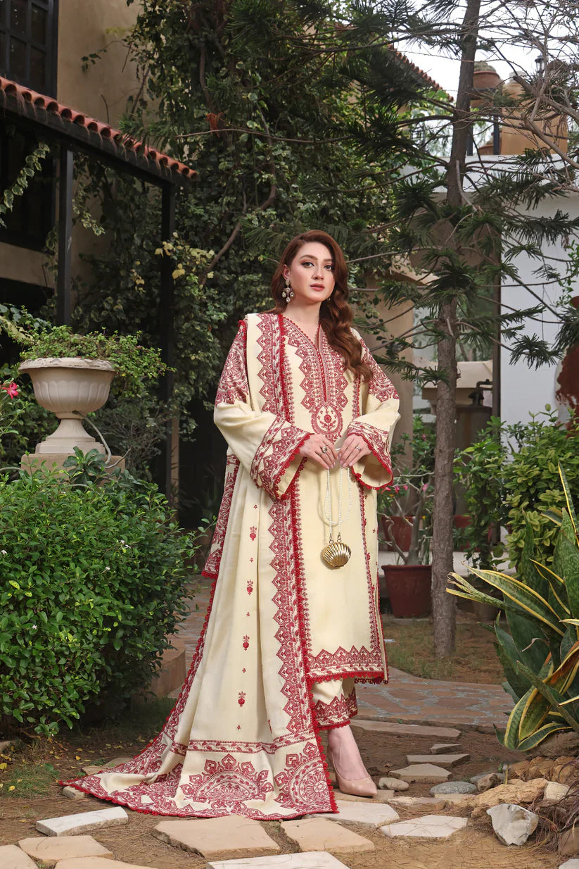 RT1256-Asim Jofa - Winter 3PC Dhanak Embroidered Suit