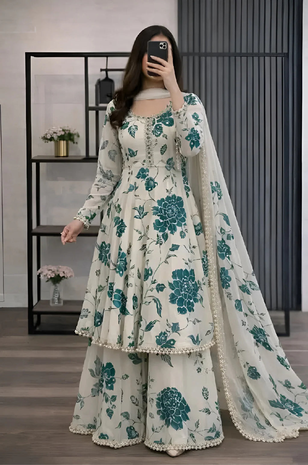 RT1353-RIWAJTann - 3 piece Lawn frock style Printed suit