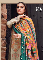 RT1013-3PC Dhannak WINTER Embroidered suit with Printed Shawll