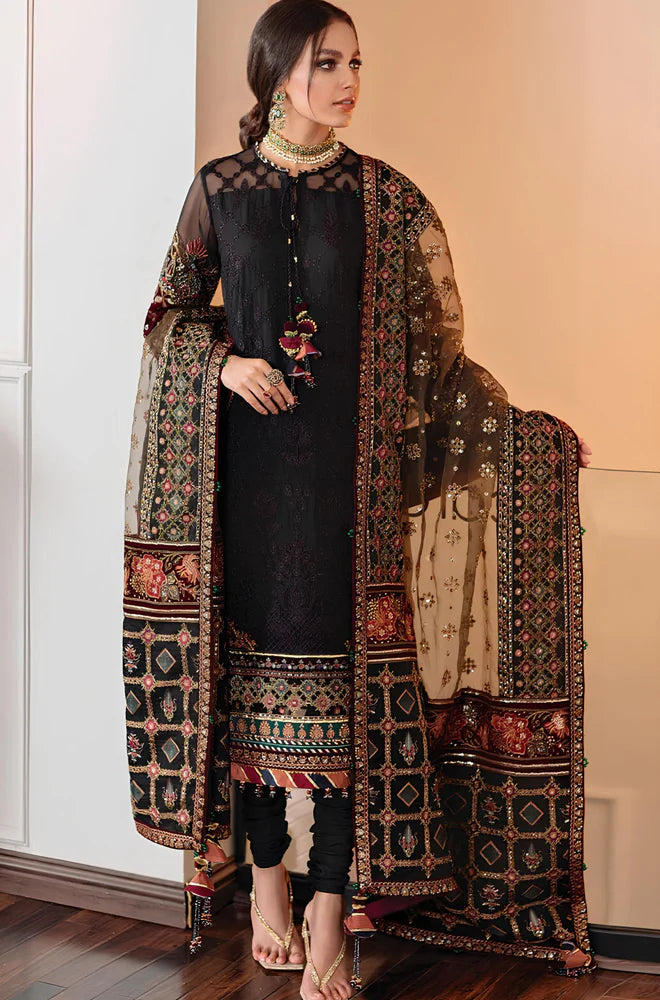 3 Piece Unstitched Heavy Embroidered Lawn Suit With Heavy Embroidered Organza Dupatta-RT508