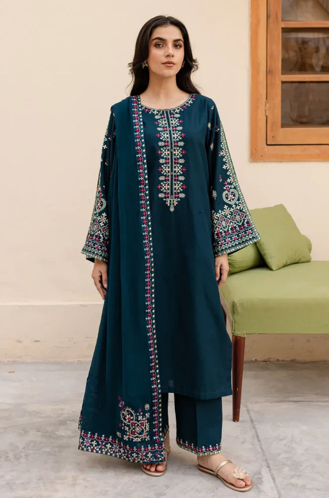 RT919 - Sapphire 3PC Dhanak Winter Embroidered Suit