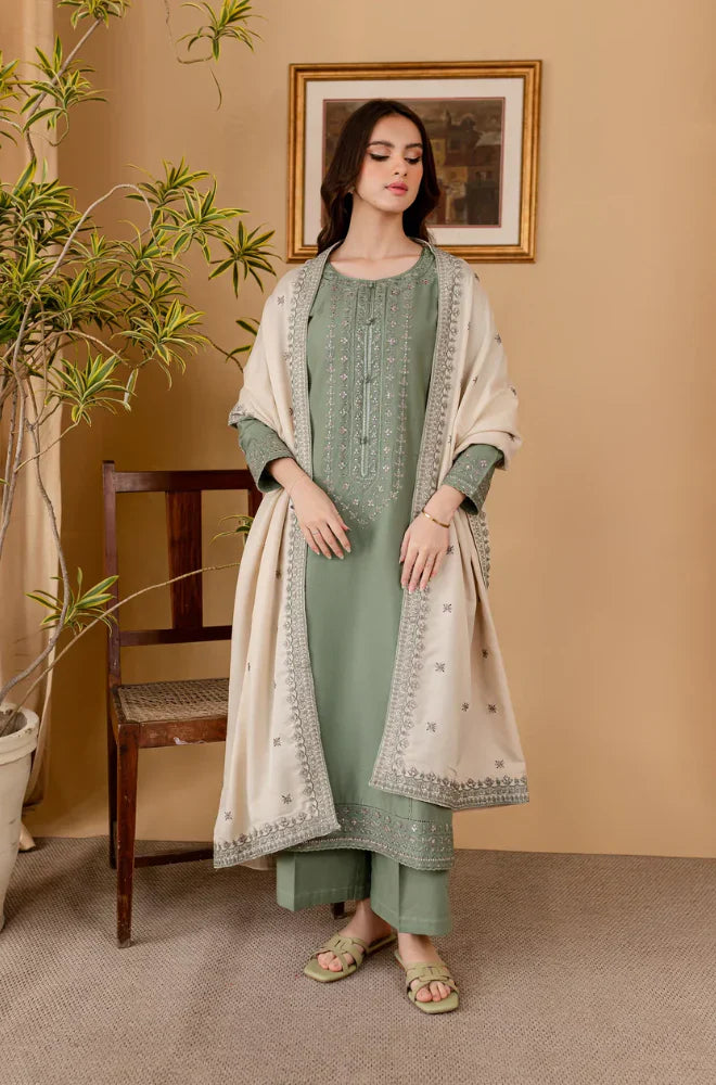 RT1219-Sapphire - Winter 3PC Dhanak Embroidered Suit