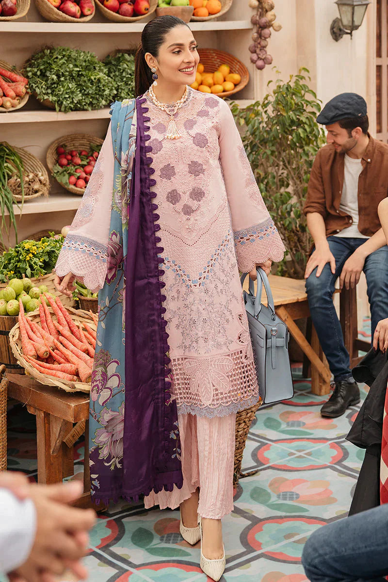 RT546-SUMMER MUSHQ 3PC EMBROIDERED LAWN SUIT WITH PRINTED SILK DUPATTA