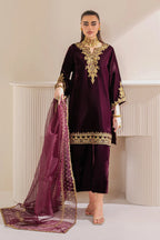RT1214 - Baroque Winter  Embroidered Velvet 3piece suit