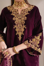 RT1214 - Baroque Winter  Embroidered Velvet 3piece suit