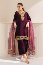 RT1214 - Baroque Winter  Embroidered Velvet 3piece suit