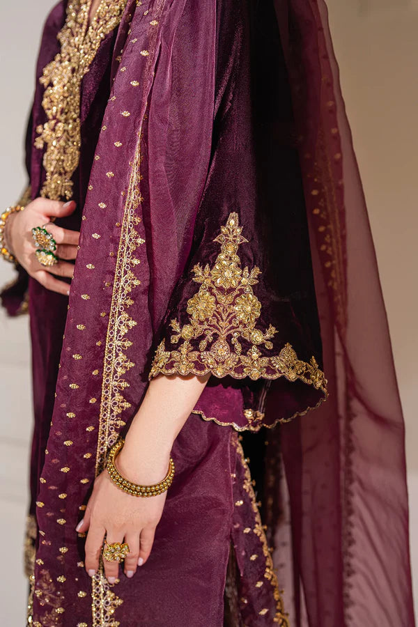 RT1214 - Baroque Winter  Embroidered Velvet 3piece suit