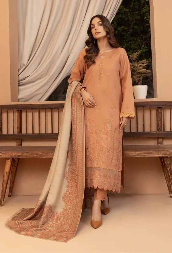 RT1281-Bin ilyas - Winter 3PC Dhanak Embroidered Suit