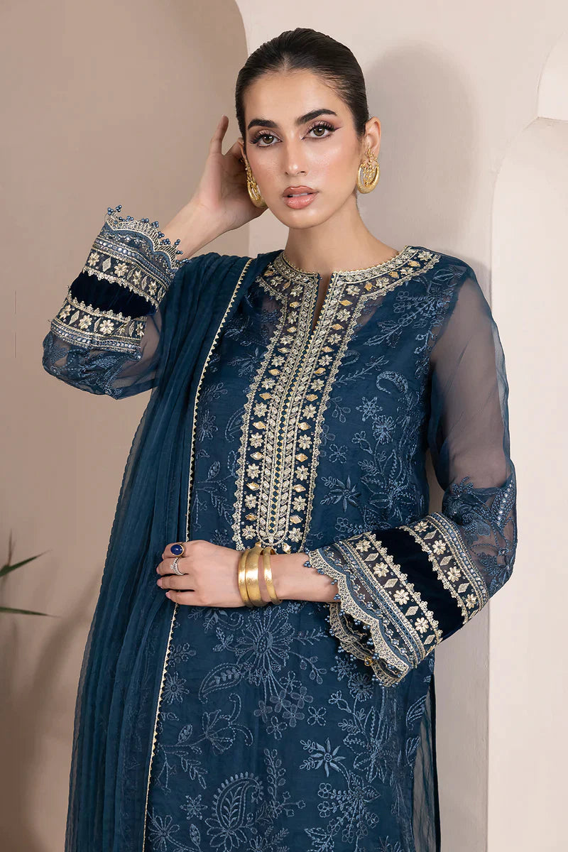 RT824-BAROQUE SUMMER-Embroidered 3pc organza dress with organza duppata