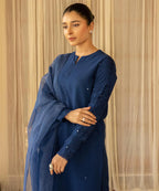 RT809-SUMMER 3PC Lawn Embroidered Shirt With Organza Embroidered Dupatta