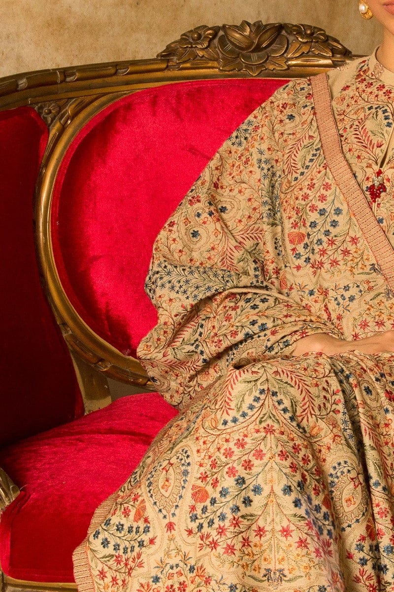 WINTER 3-Pc Embroidered Dhanak Suit with Heavy Embroidered Dhanak Shawl-RT1007