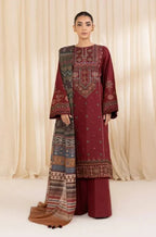 RT1230-Sapphire - Winter 3PC Dhanak Embroidered Suit