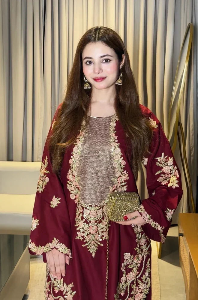RT1402-Ethnic - 2PC Silk Embroidered Shirt and Trouser