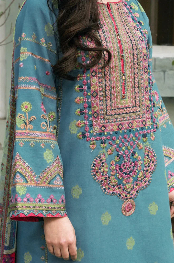 RT1246-Sapphire - Winter 3PC Dhanak Embroidered Suit