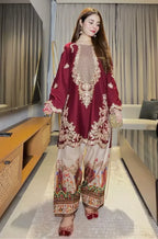 RT1402-Ethnic - 2PC Silk Embroidered Shirt and Trouser