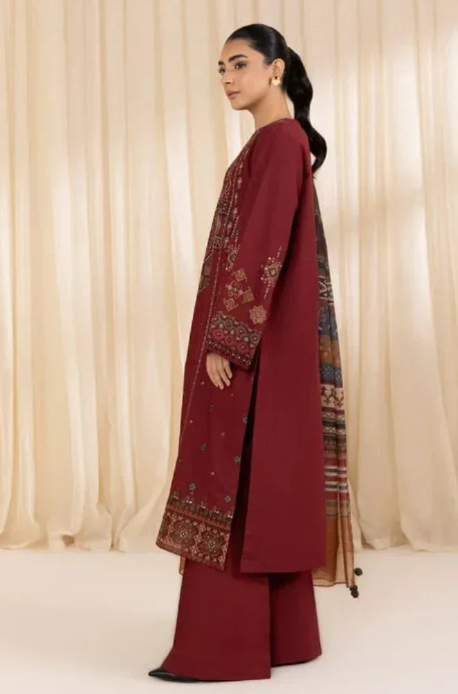 RT1230-Sapphire - Winter 3PC Dhanak Embroidered Suit