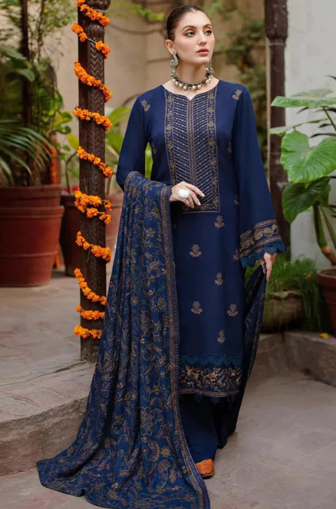 RT1106-WINTER 3PC Embroidered Shirt With Heavy Embroidered Dhanak Shawl