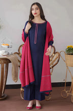 RT1028-WINTER 3PC Dhanak suit with Embroidered Shawll