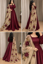 RT1404-Bunaai - Winter - Frock Silk Embroidered Suit