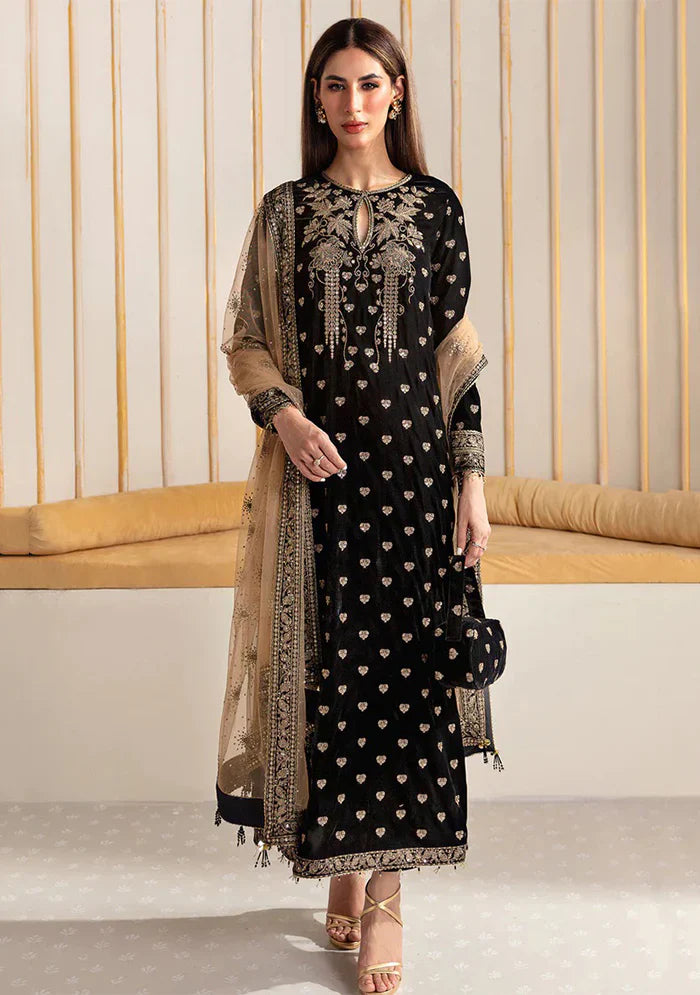 RT1206-Baroque Embroidered Velvet Winter 3piece suit