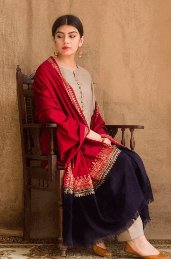 3PC WINTER khaddar suit with Embroidered Shawl - RT1010