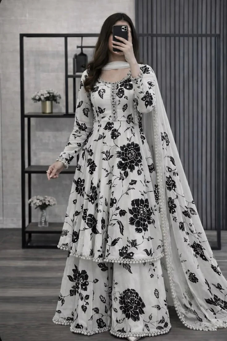 RT1352-RIWAJTann - 3 piece Lawn frock style Printed suit