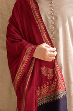 3PC WINTER khaddar suit with Embroidered Shawl - RT1010