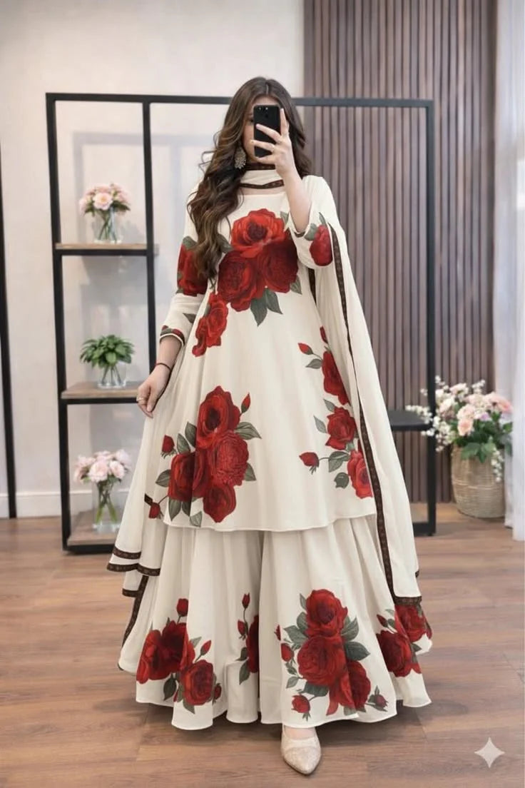 RT1354-RIWAJTann - 3 piece Lawn frock style Printed suit
