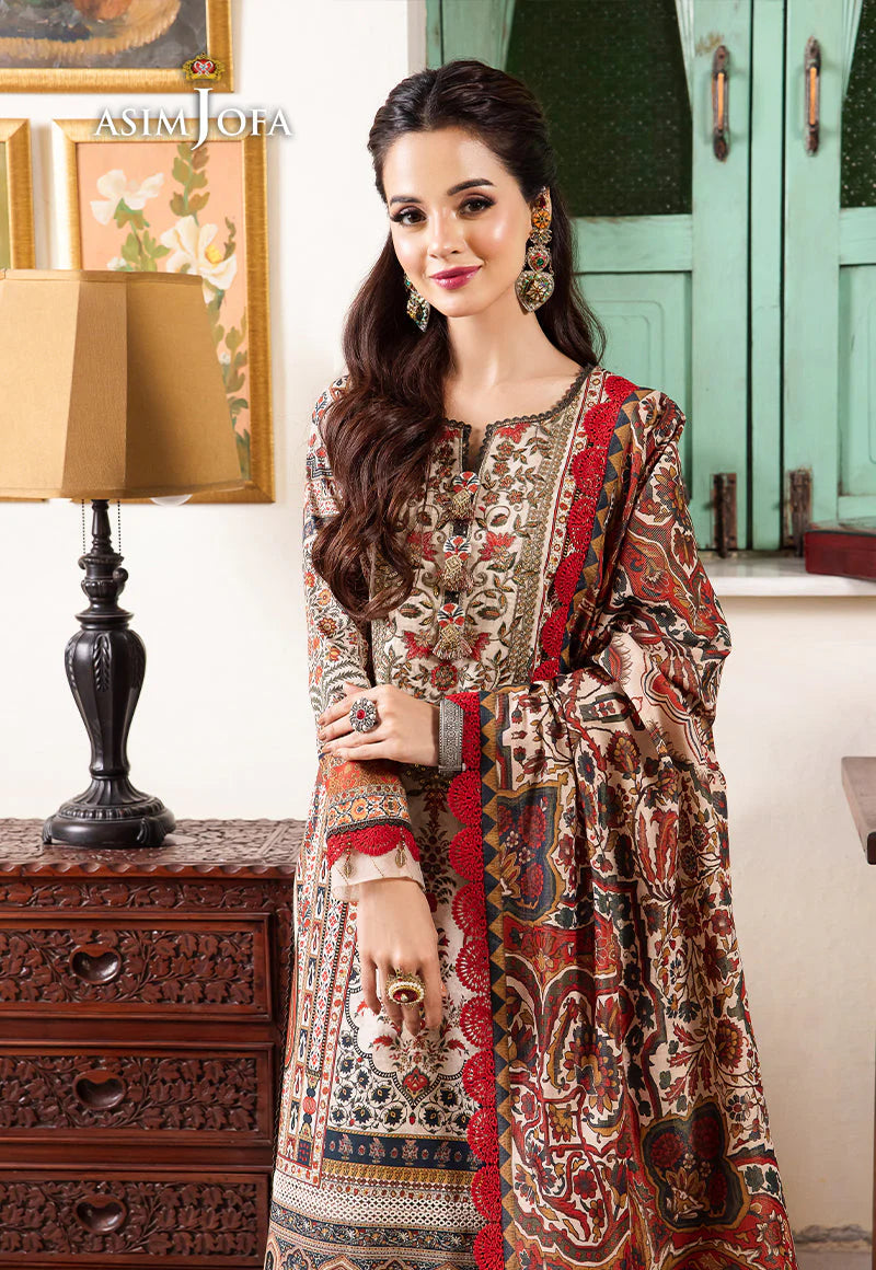 RT1263-Asim Jofa - Winter 3PC Karandi Digital Print Dress