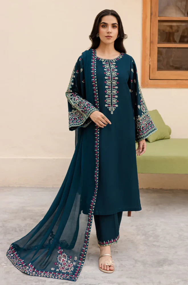 RT919 - Sapphire 3PC Dhanak Winter Embroidered Suit
