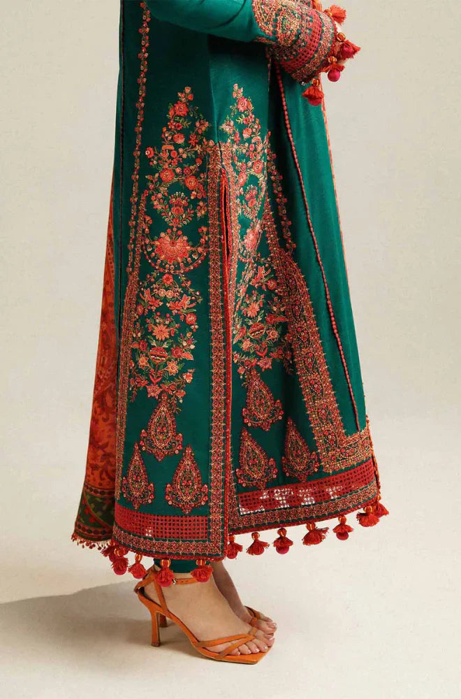 RT1239-Hussain Rehan - Winter 3PC Dhanak Embroidered Suit