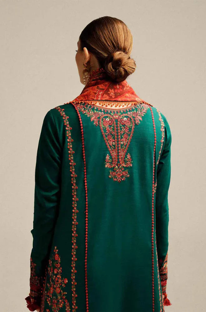 RT1239-Hussain Rehan - Winter 3PC Dhanak Embroidered Suit