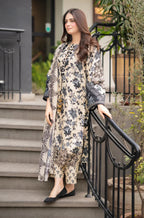 RT1253-Sapphire - Winter 3PC Karandi Digital Print Dress