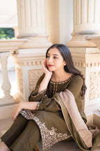 RT1063-WINTER 3PC Dhanak suit with Embroidered Shawll