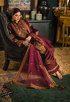 RT1205-Asim jofa Embroidered Velvet Winter 3piece suit