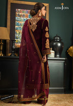 RT1205-Asim jofa Embroidered Velvet Winter 3piece suit