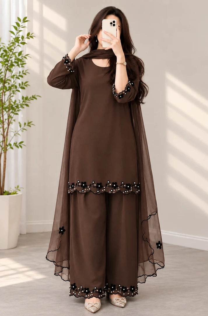 RT1403 - Bunaai - Winter-3PC Shamooz Silk Embroidered Suit