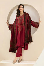 RT1213-3PC KhaddarWinter Embroidered Suit with Printed Wool Shawl