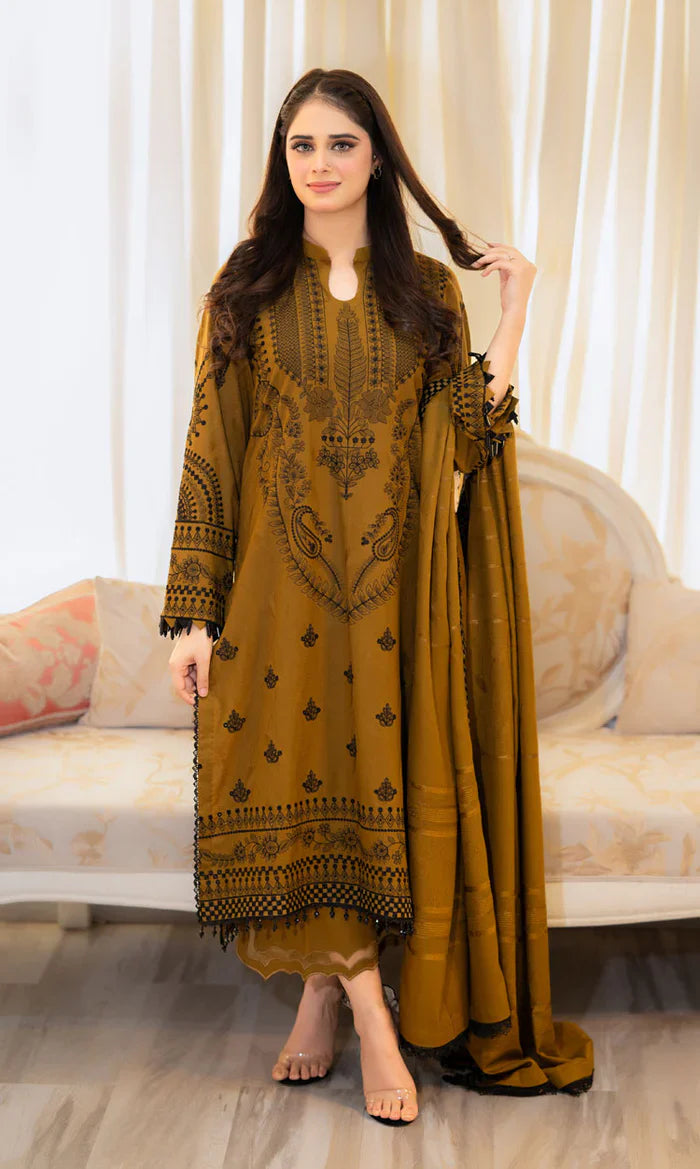 RT1216-Baroque -Winter 3PC Dhanak Embroidered Suit