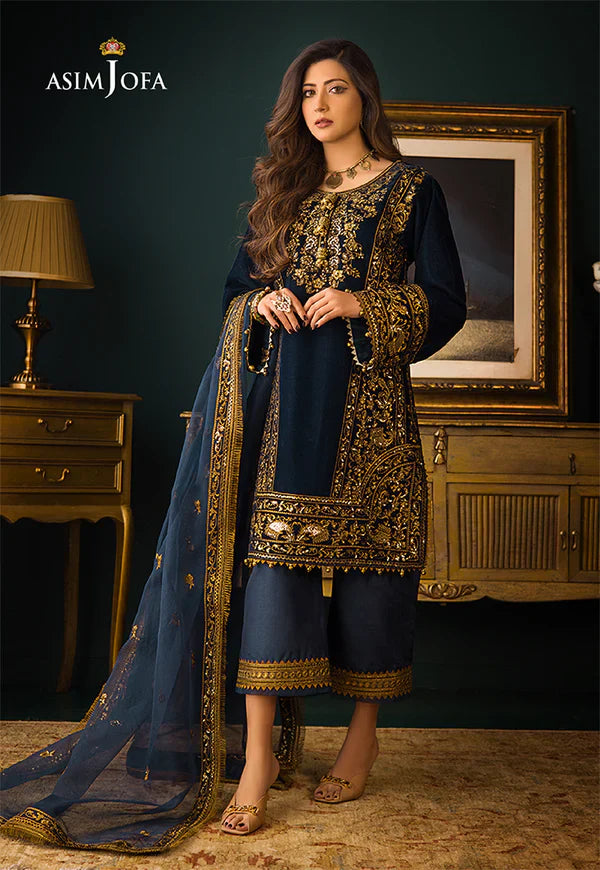 RT1202- Winter Asim Jofa - Embroidered Velvet 3piece suit
