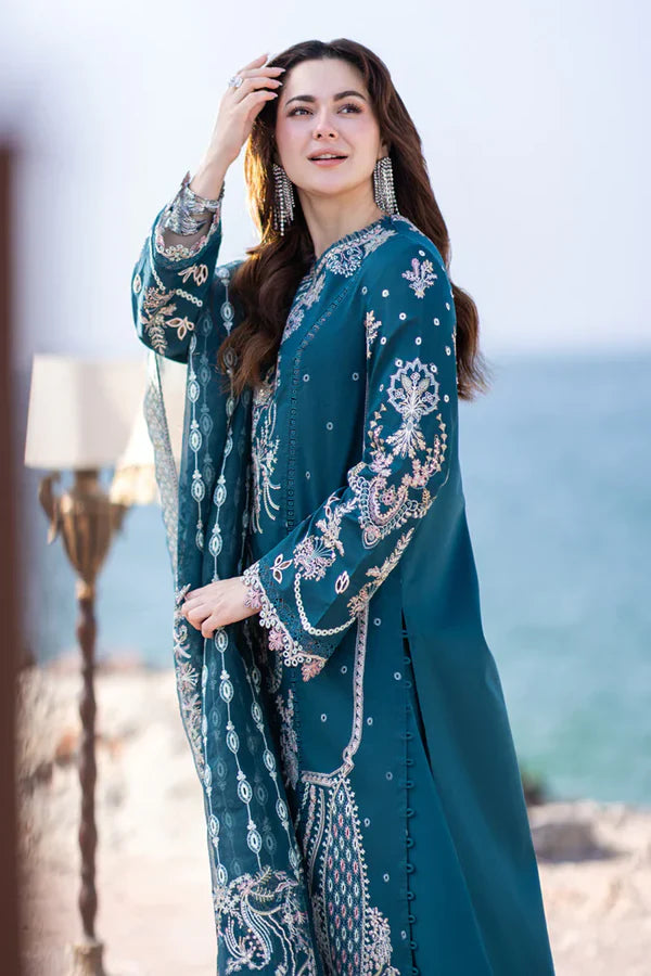 RT918-ZARA SHAHJAHAN 3-PIEC LAWN COLLECTION ORGANZA EMBROIDERED DUPATTA