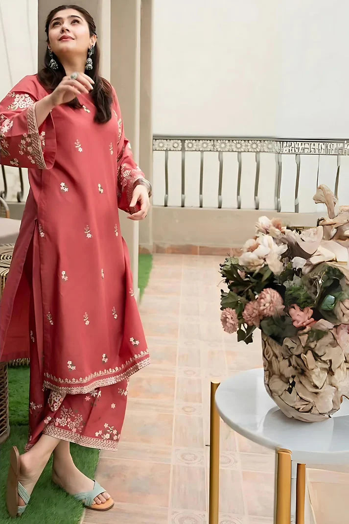 RT934-Zara shahjahan 2Pc Embroidered Lawn Suite With Fully Embroidered trouser