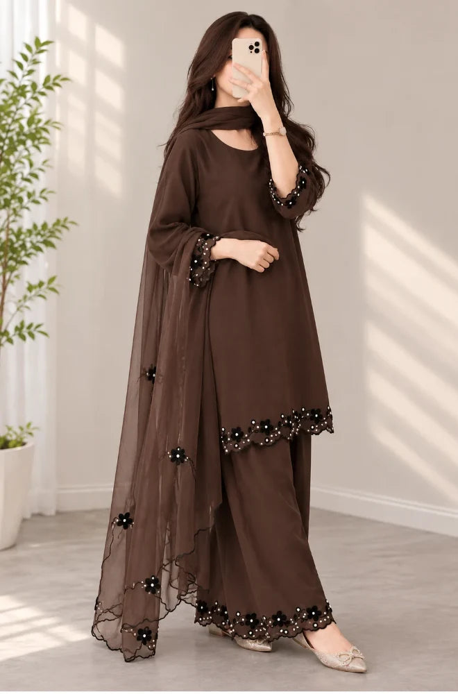RT1403 - Bunaai - Winter-3PC Shamooz Silk Embroidered Suit