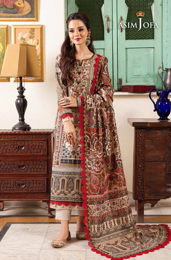 RT1263-Asim Jofa - Winter 3PC Karandi Digital Print Dress