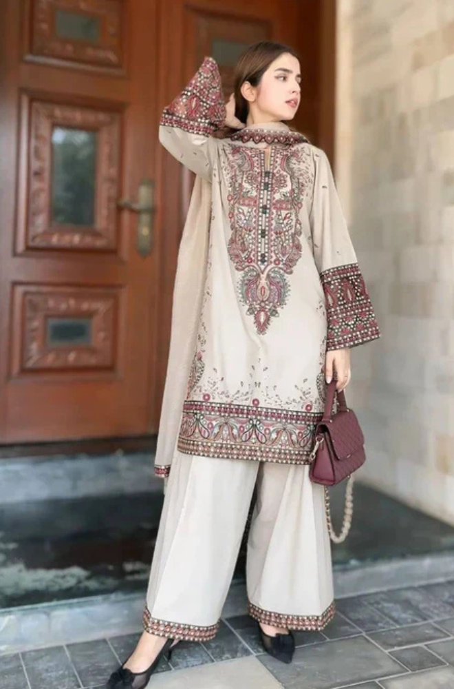 RT1274-Maria .B. - Winter 3PC Dhanak Chickenkari Embroidered Suit