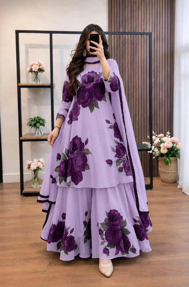 RiwajTann - 3 piece Lawn frock style Printed suit -RT1363