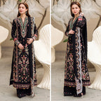 RT944- Qalamkar - 3PC Lawn Embroidered Shirt with Embroidered Slub Net Dupatta